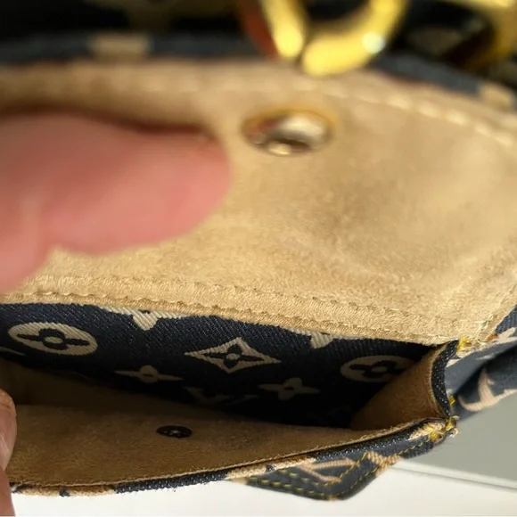 Iconic Monogram sturdy denim Canvas Shoulder Bag - Navy-Red-White gold hardware - Picture 14 of 16